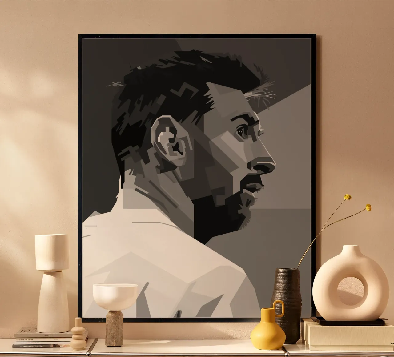 Messi Monochrome Style WPAP Hahnemühle von KP Artwork