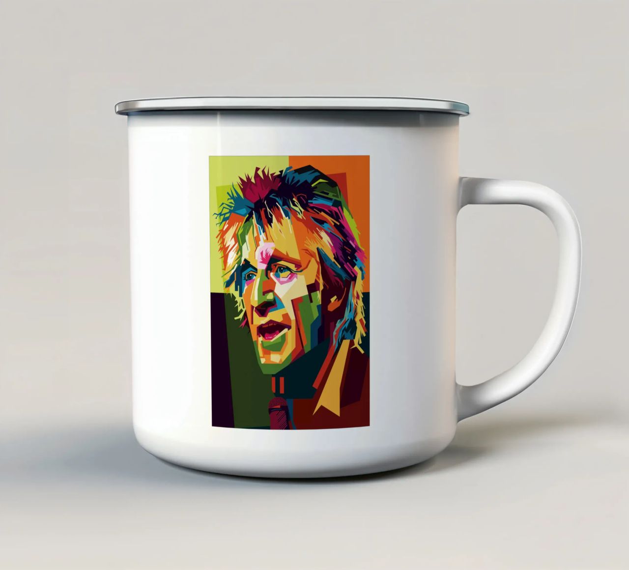 Rod Stewart WPAP Popart tazza in smalto da KP Artwork