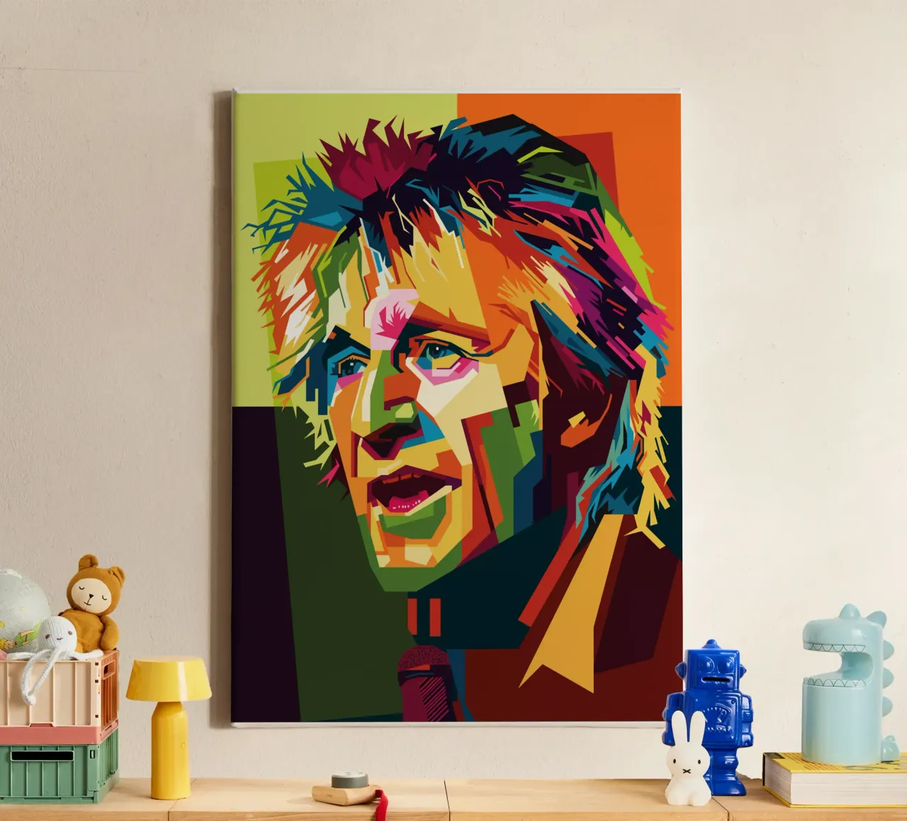 Rod Stewart WPAP Popart tela con Cornice a cassetta da KP Artwork