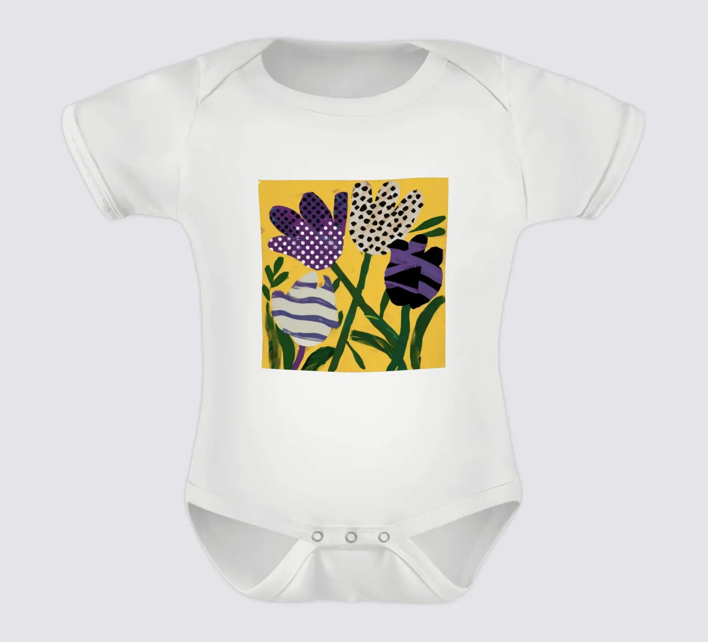 Patchwork abstrait de jardins body bébé de Sky Velour