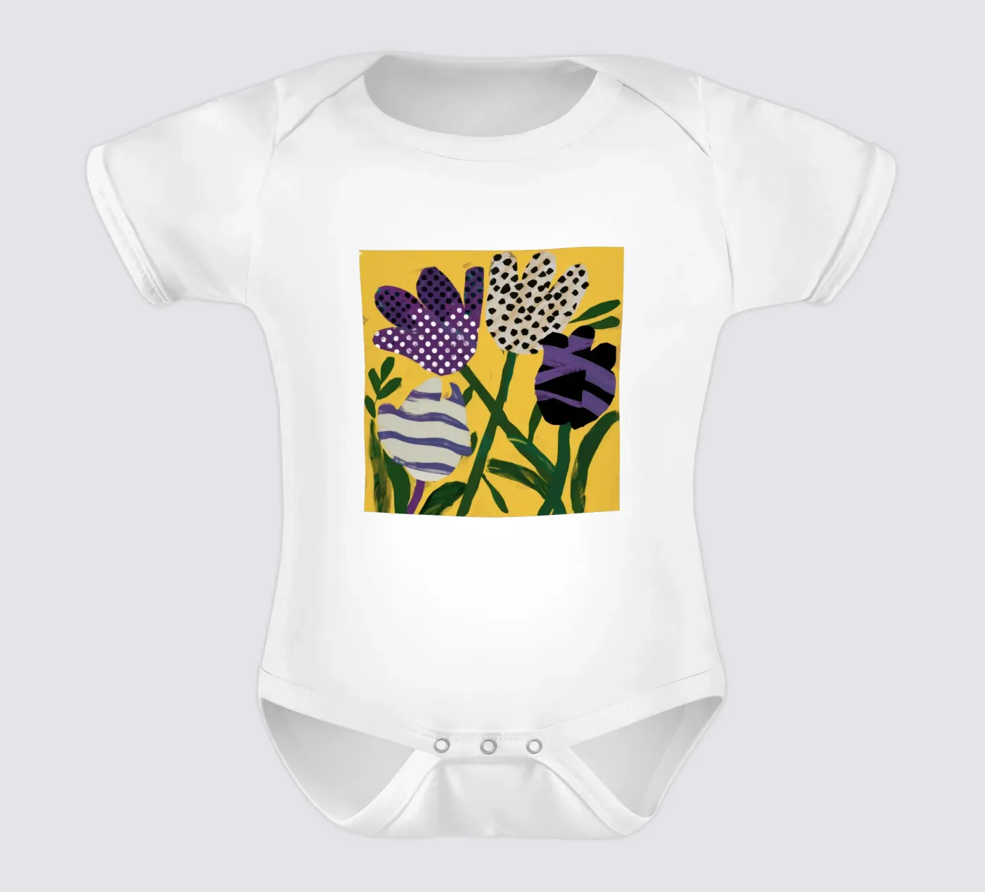 Patchwork abstrait de jardins body bébé de Sky Velour