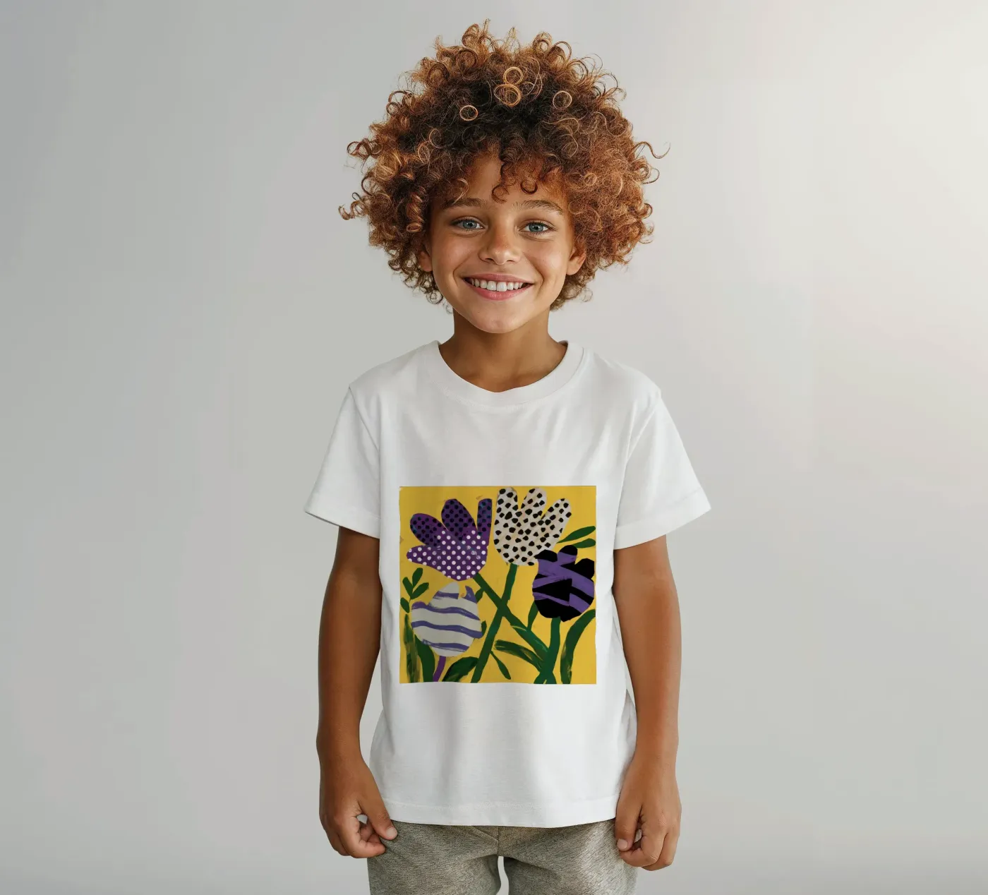 Abstraktes Garten-Patchwork Kinder T-Shirt von Sky Velour