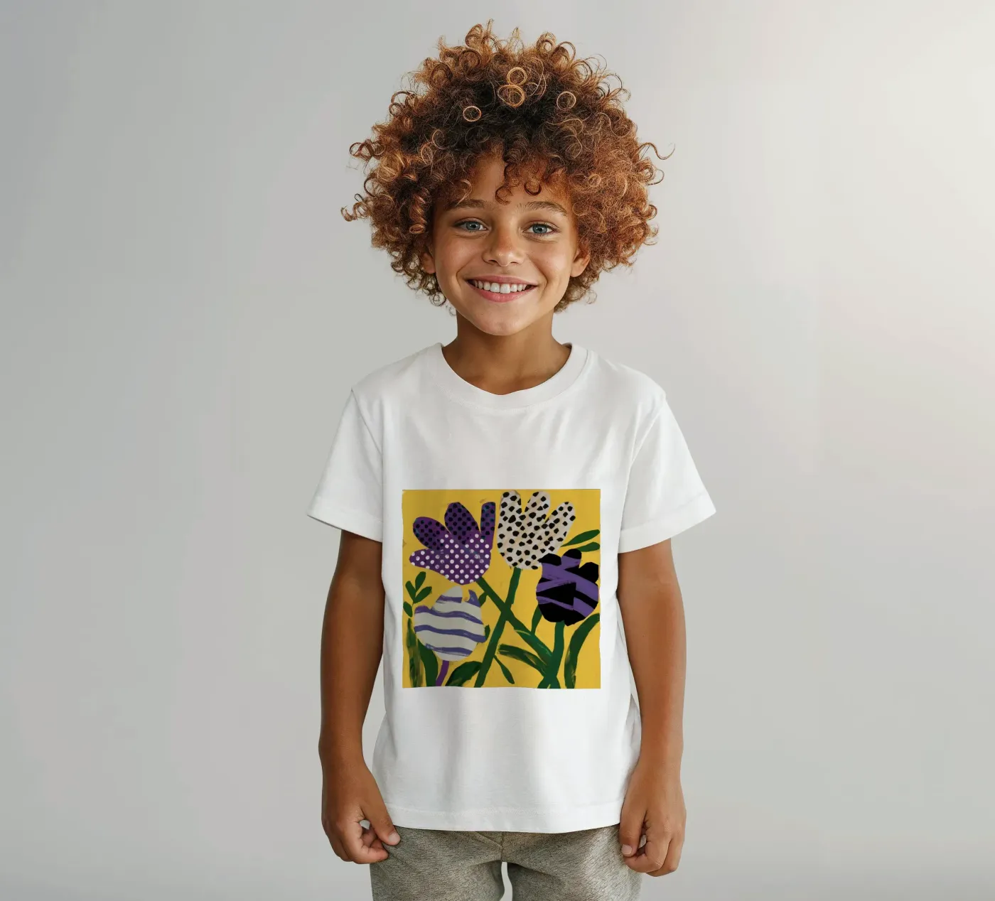 Abstraktes Garten-Patchwork Kinder T-Shirt von Sky Velour