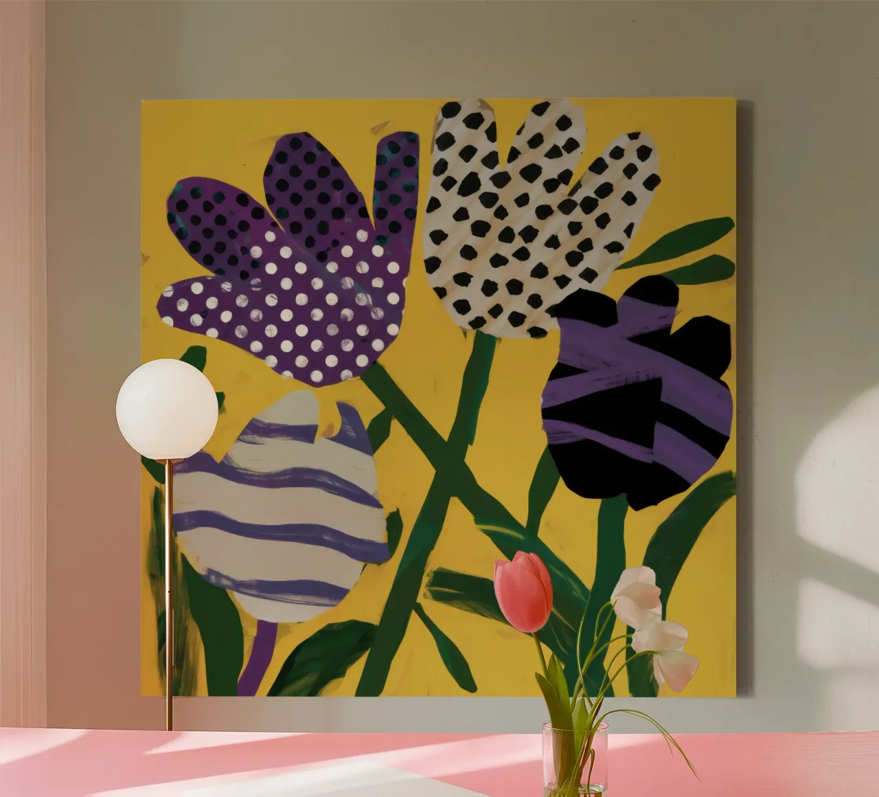 Abstract tuin patchwork canvas van Sky Velour