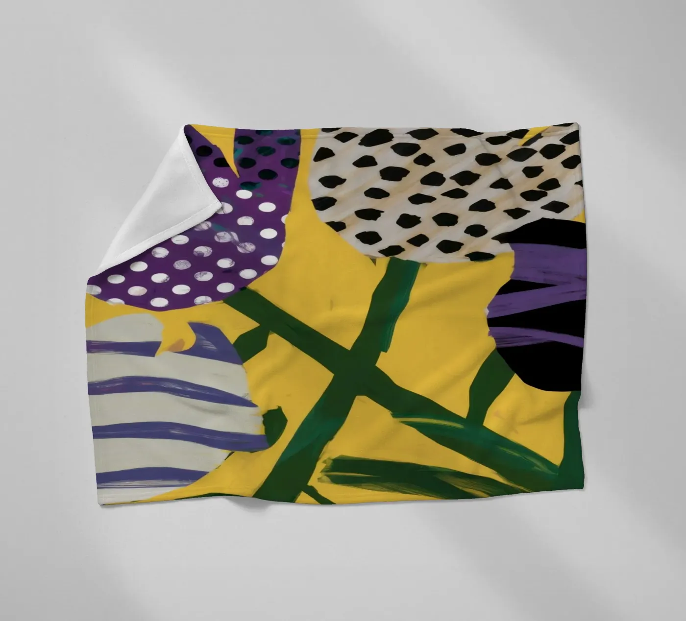 Abstraktes Garten-Patchwork Fleecedecke von Sky Velour
