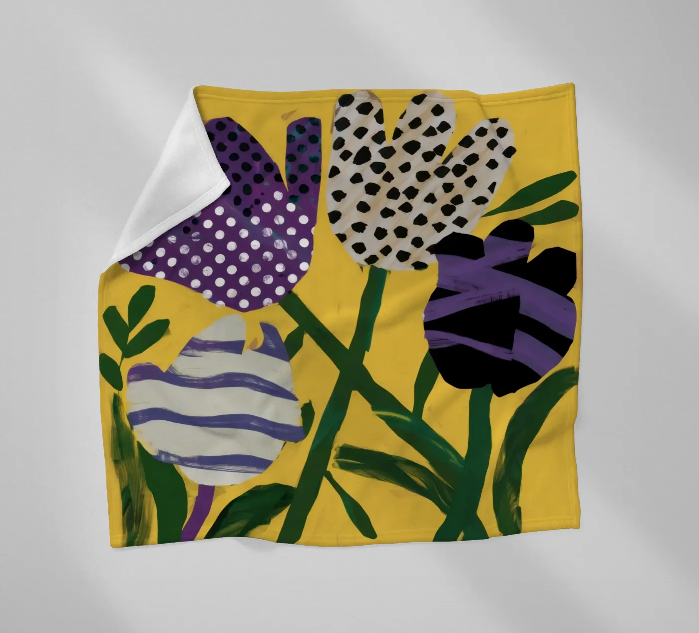 Abstraktes Garten-Patchwork Fleecedecke von Sky Velour