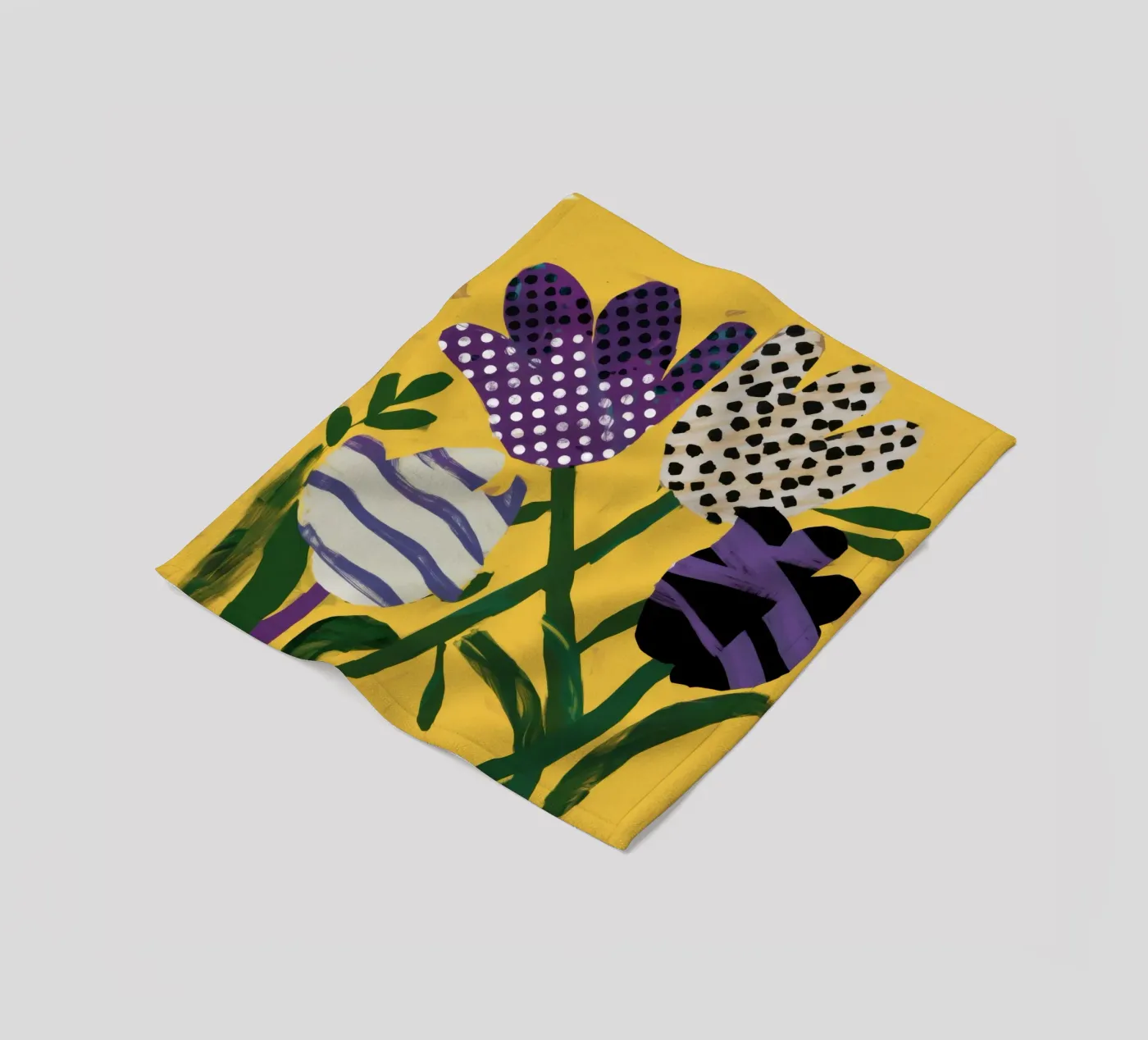 Abstraktes Garten-Patchwork Fleecedecke von Sky Velour