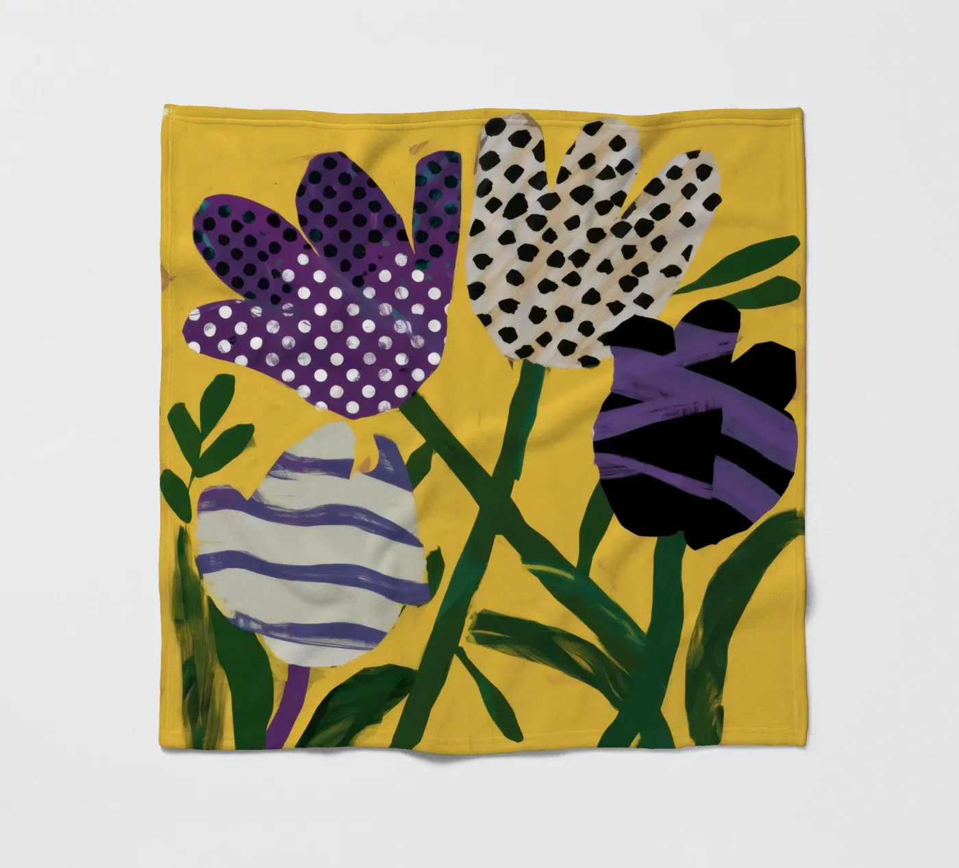 Abstraktes Garten-Patchwork Fleecedecke von Sky Velour