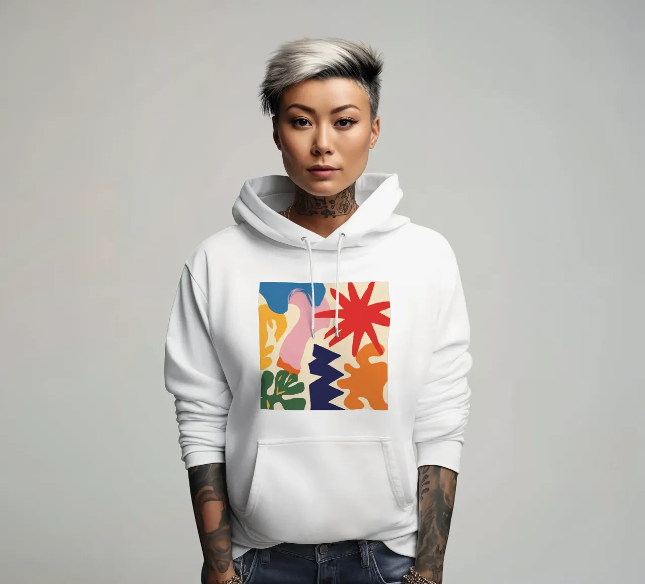 Esplosione di forme giocose felpa con cappuccio da Sky Velour