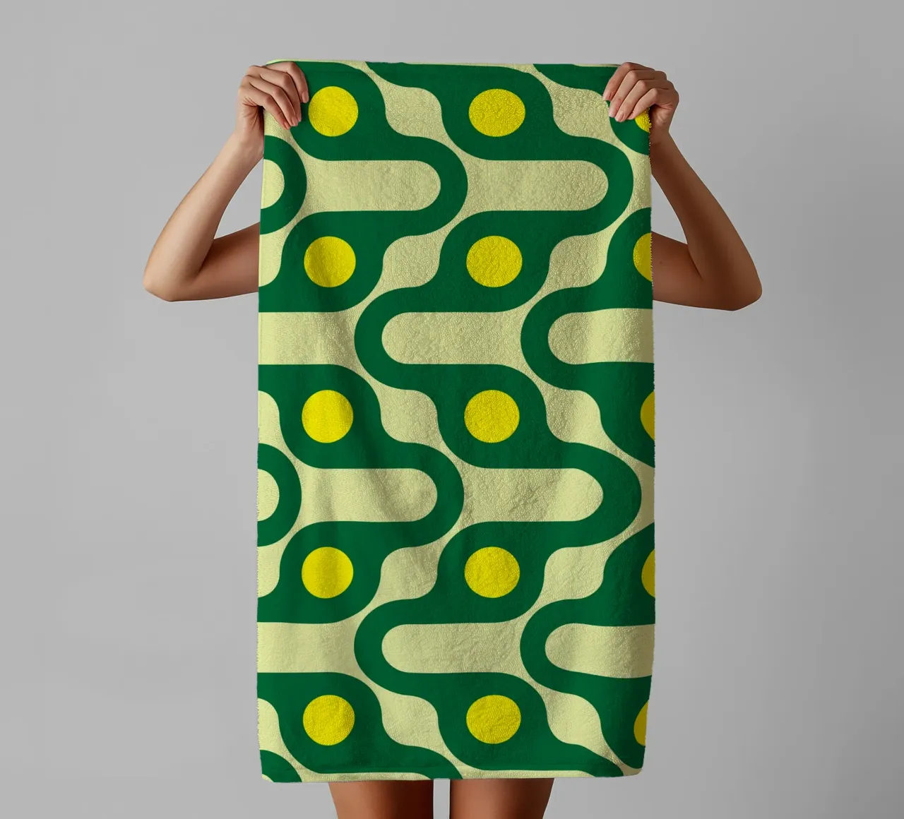 cercle ligne jaune vert serviette de bain de Ramanda