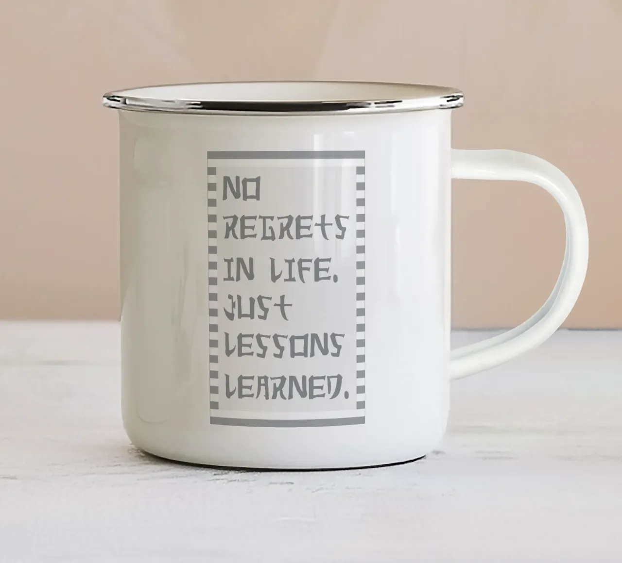 nessun rimpianto nella vita tazza in smalto da Ramanda