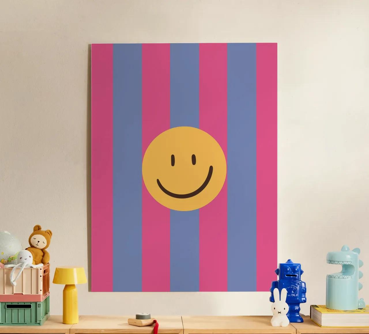 Pink-blue stripes | smiley | smile acrylic glass by HummelBär