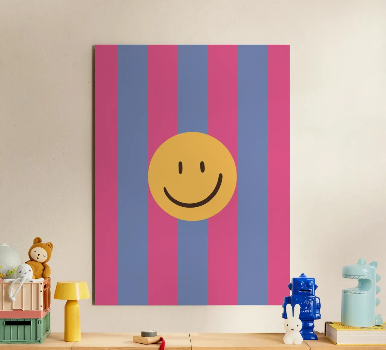 Pink-blue stripes | smiley | smile Alu-Dibond von HummelBär