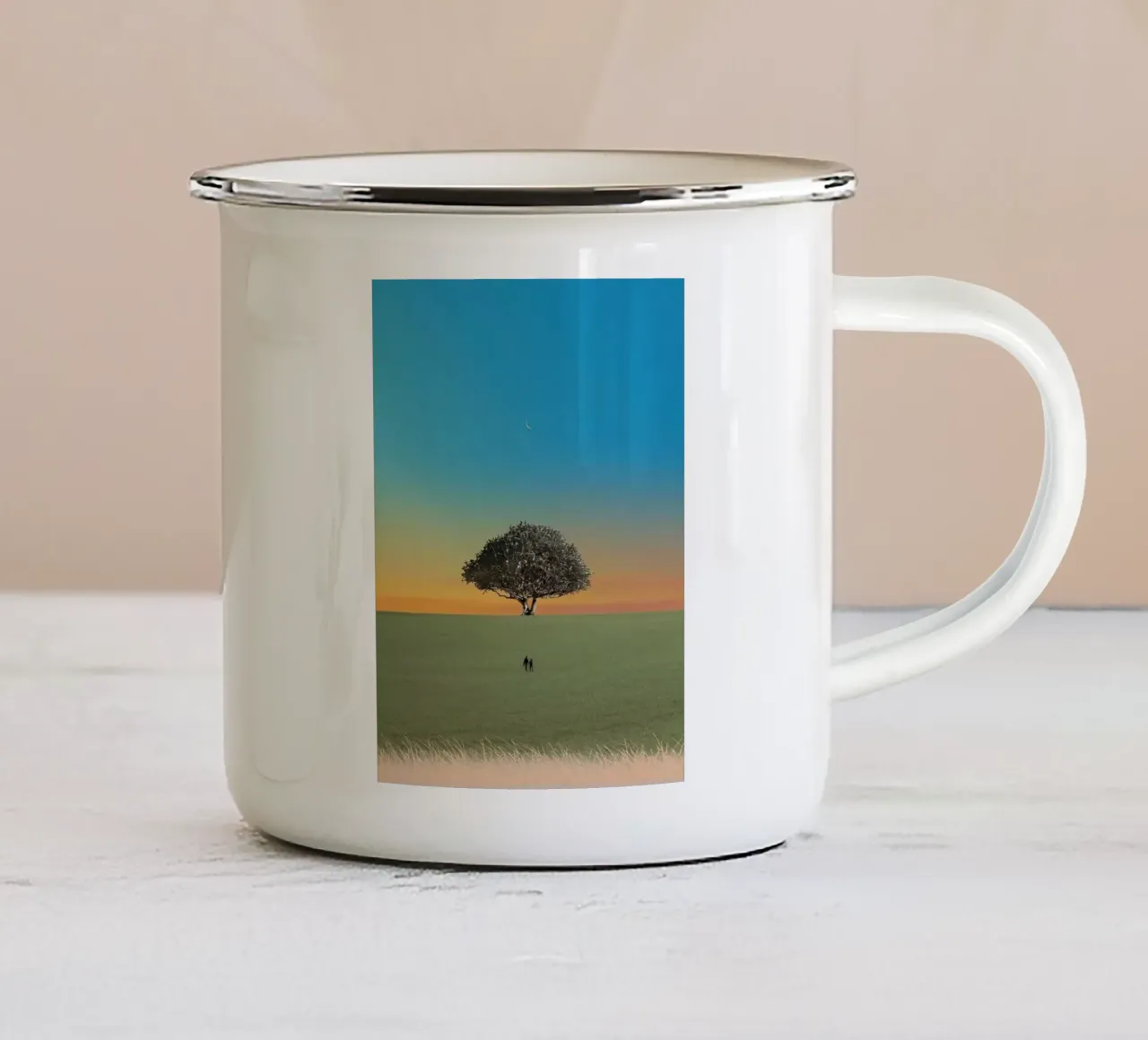 giant tree in the sunset tazza in smalto da scoten