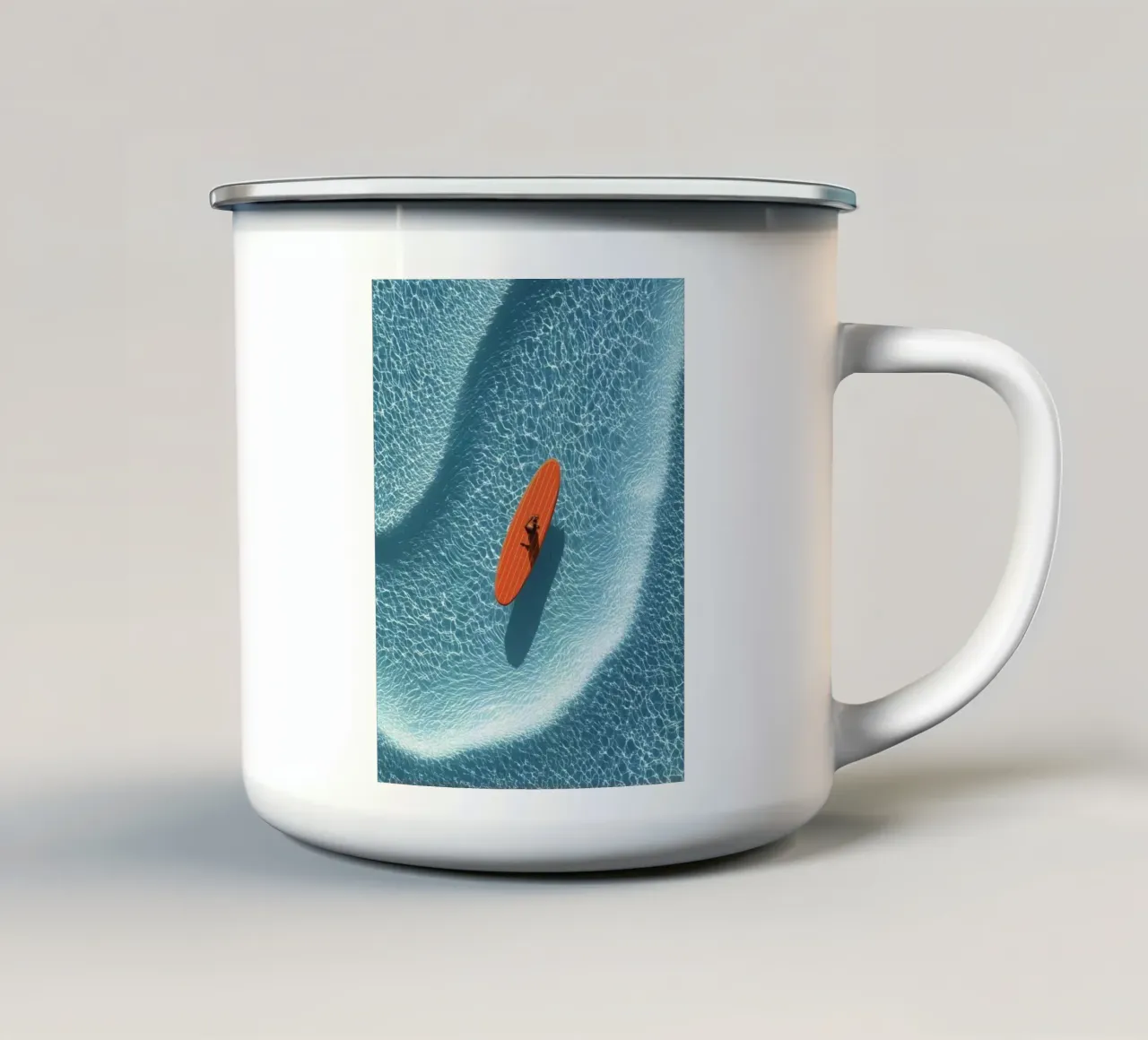 boat on curve ocean tazza in smalto da scoten