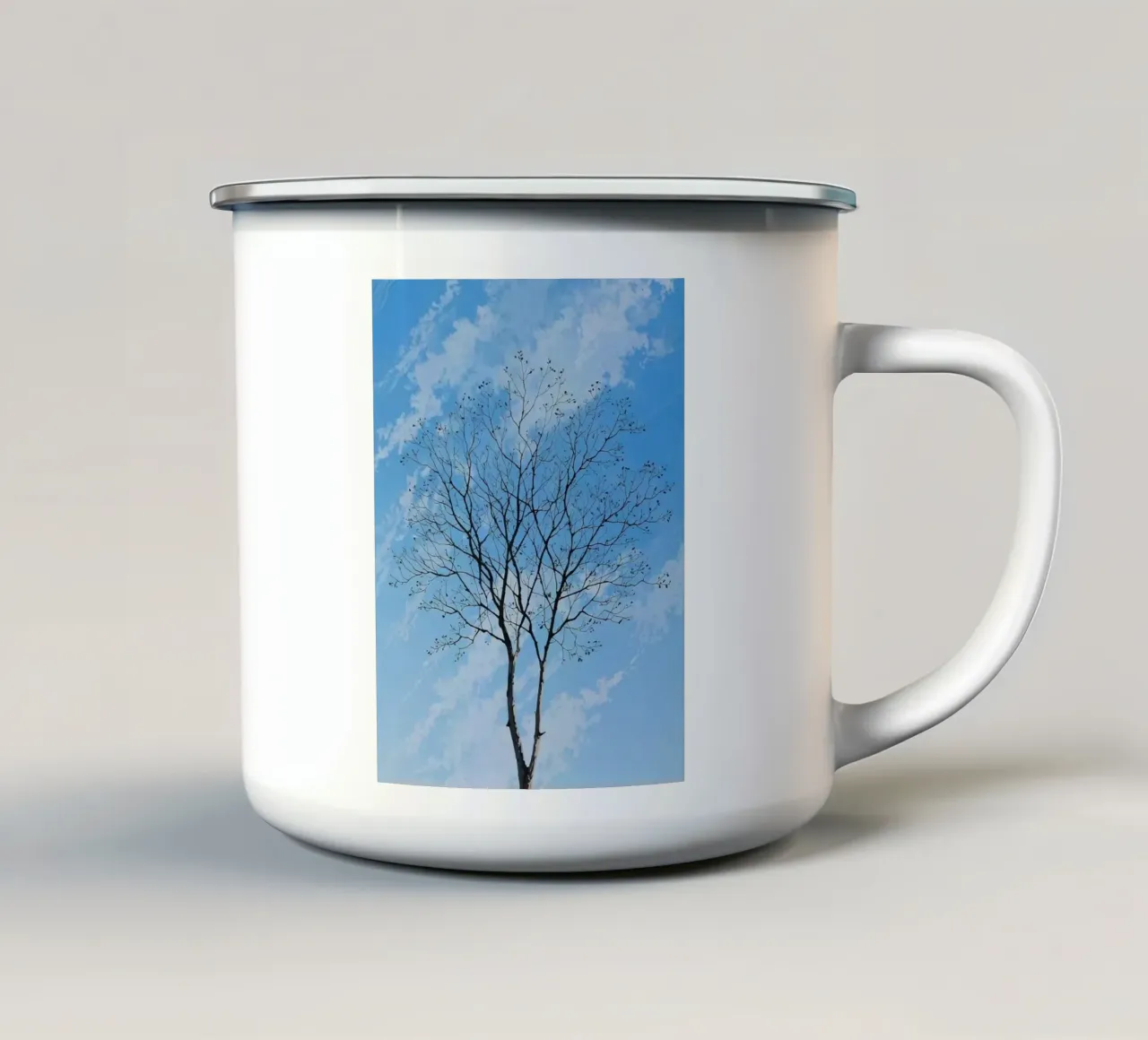 branch tree in cloud tazza in smalto da scoten