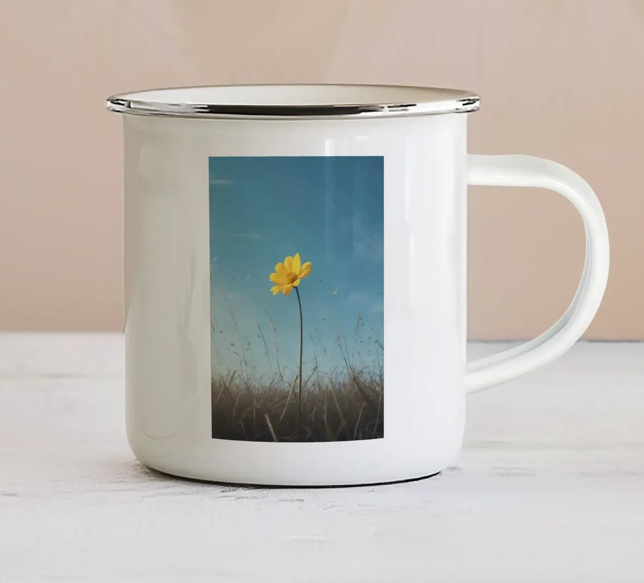 sunflower with wind tazza in smalto da scoten
