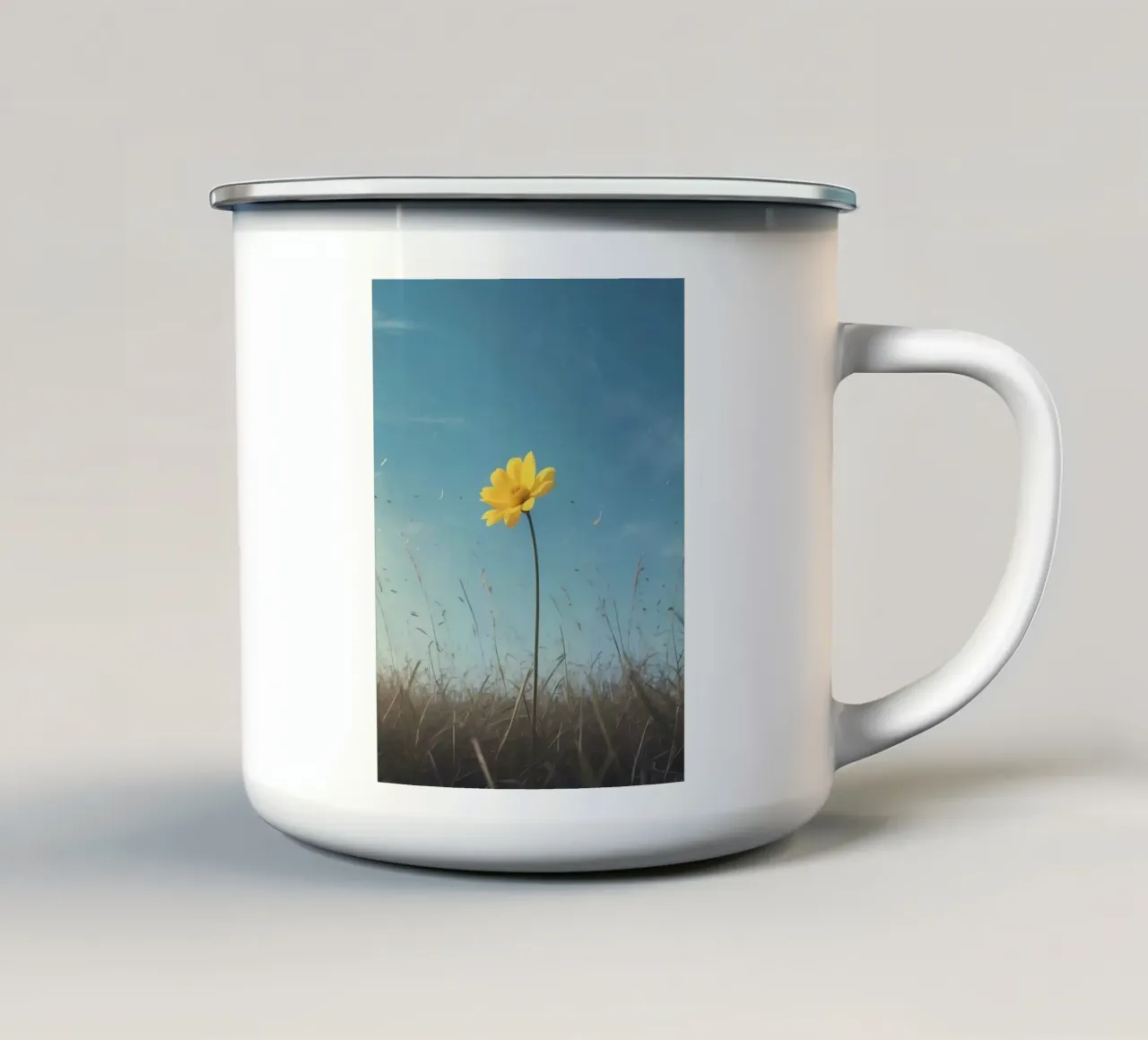 sunflower with wind tazza in smalto da scoten