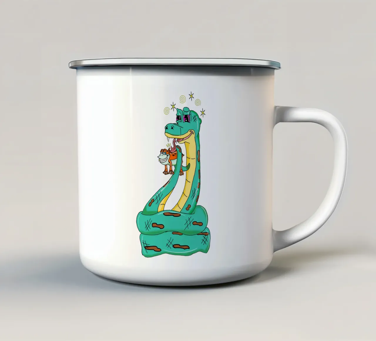 Assaggiate prima! tazza in smalto da sillyindustries