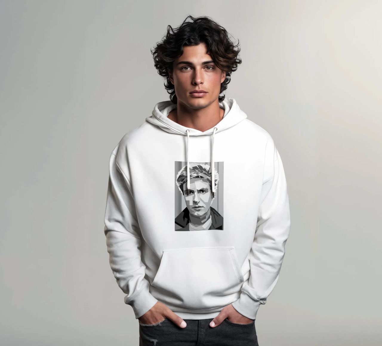 Simon Le Bon Monochrome WPAP felpa con cappuccio da KP Artwork