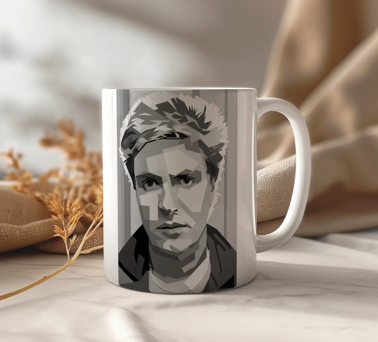 Simon Le Bon Monochrome WPAP Keramik Tasse von KP Artwork