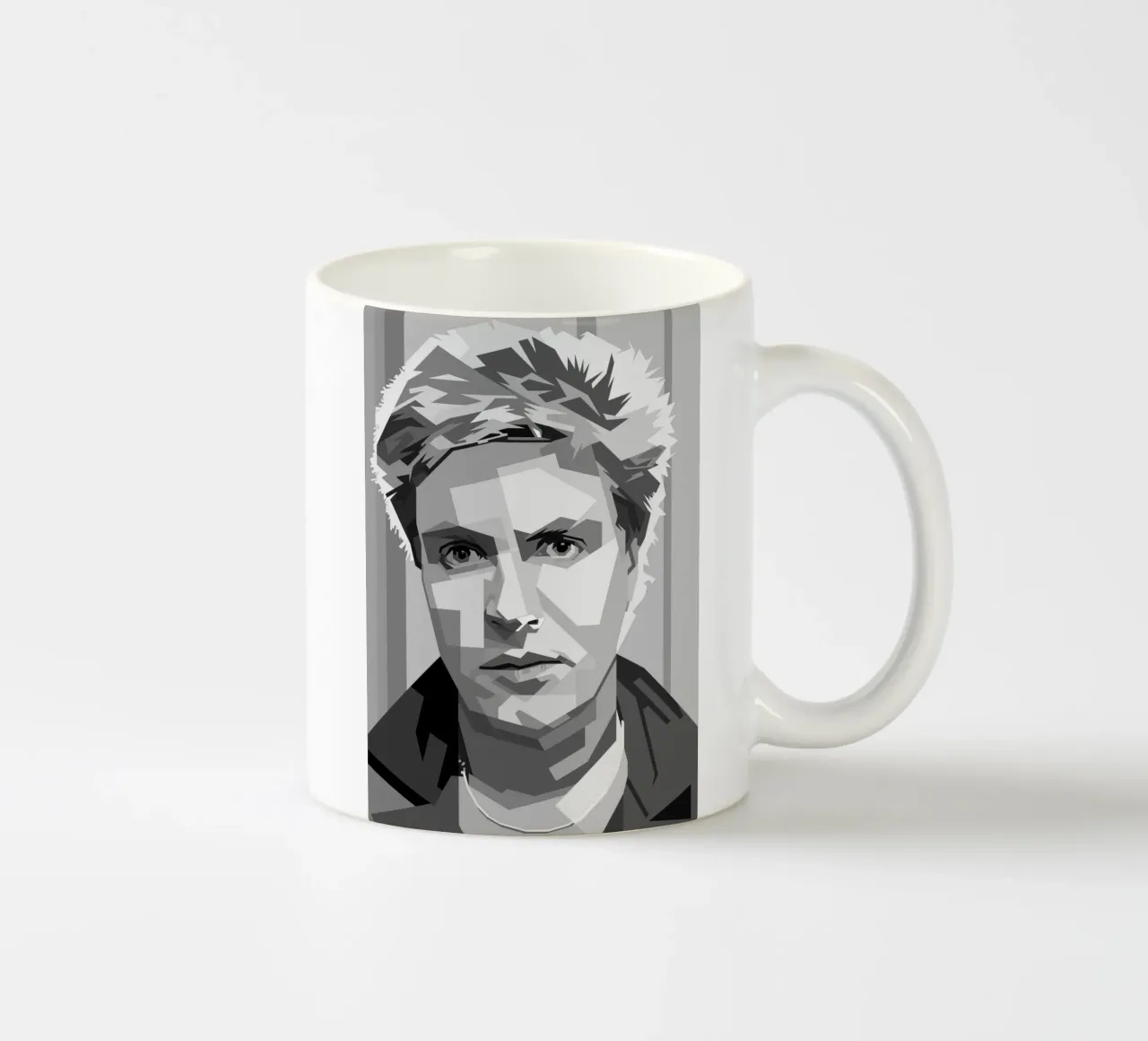 Simon Le Bon Monochrome WPAP ceramic mug by KP Artwork