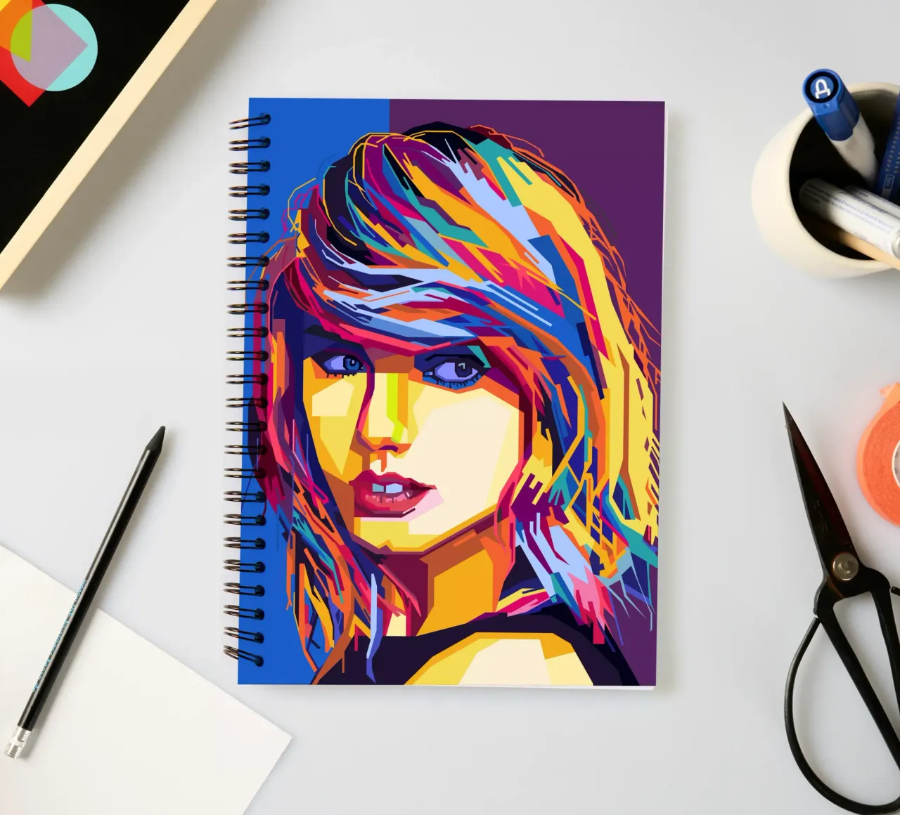 Taylor Swift Popart WPAP spiral notebook by KP Artwork