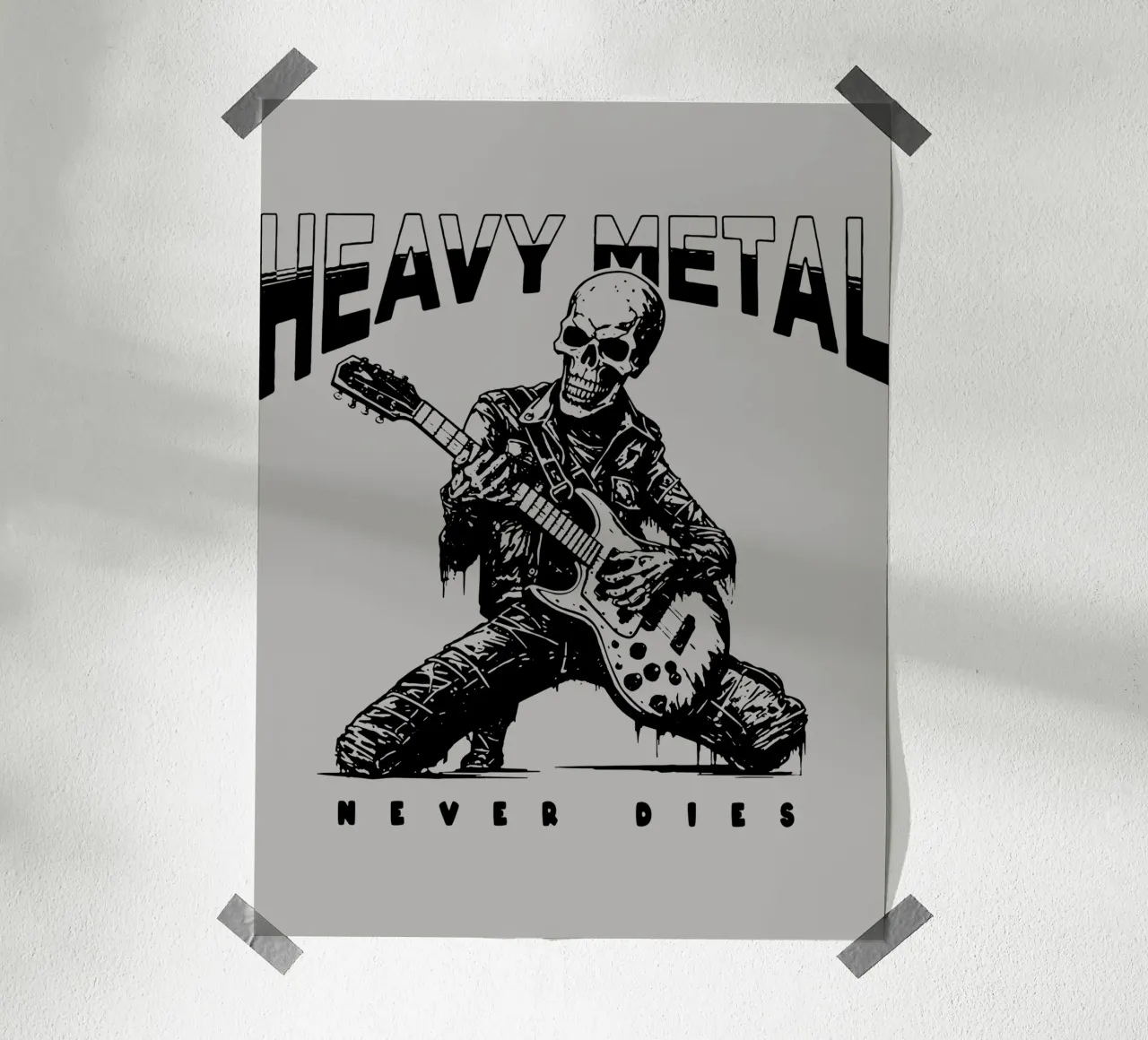 L'Heavy Metal non muore mai poster con telaio in legno da Gunawan Rb