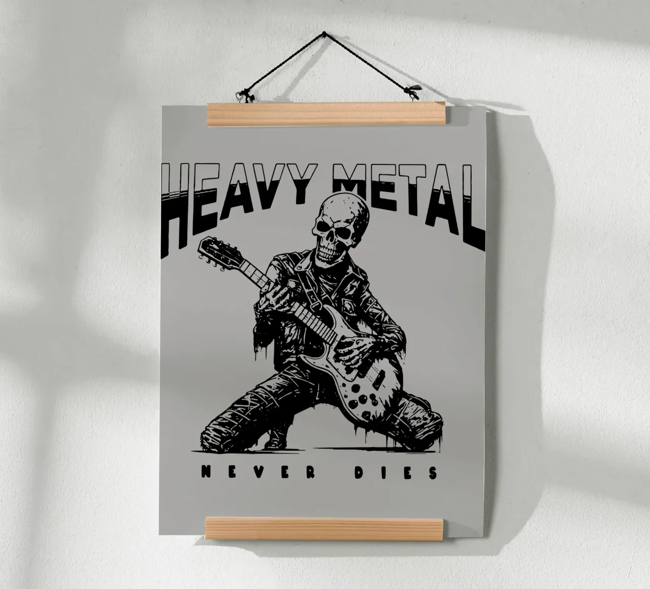 L'Heavy Metal non muore mai poster con telaio in legno da Gunawan Rb