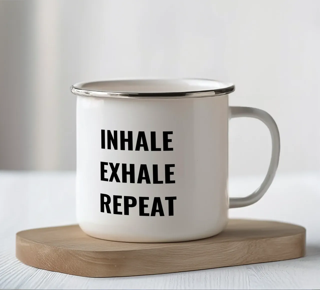Inspirare Espirare Ripetere. relax tazza in smalto da RB-Quotes
