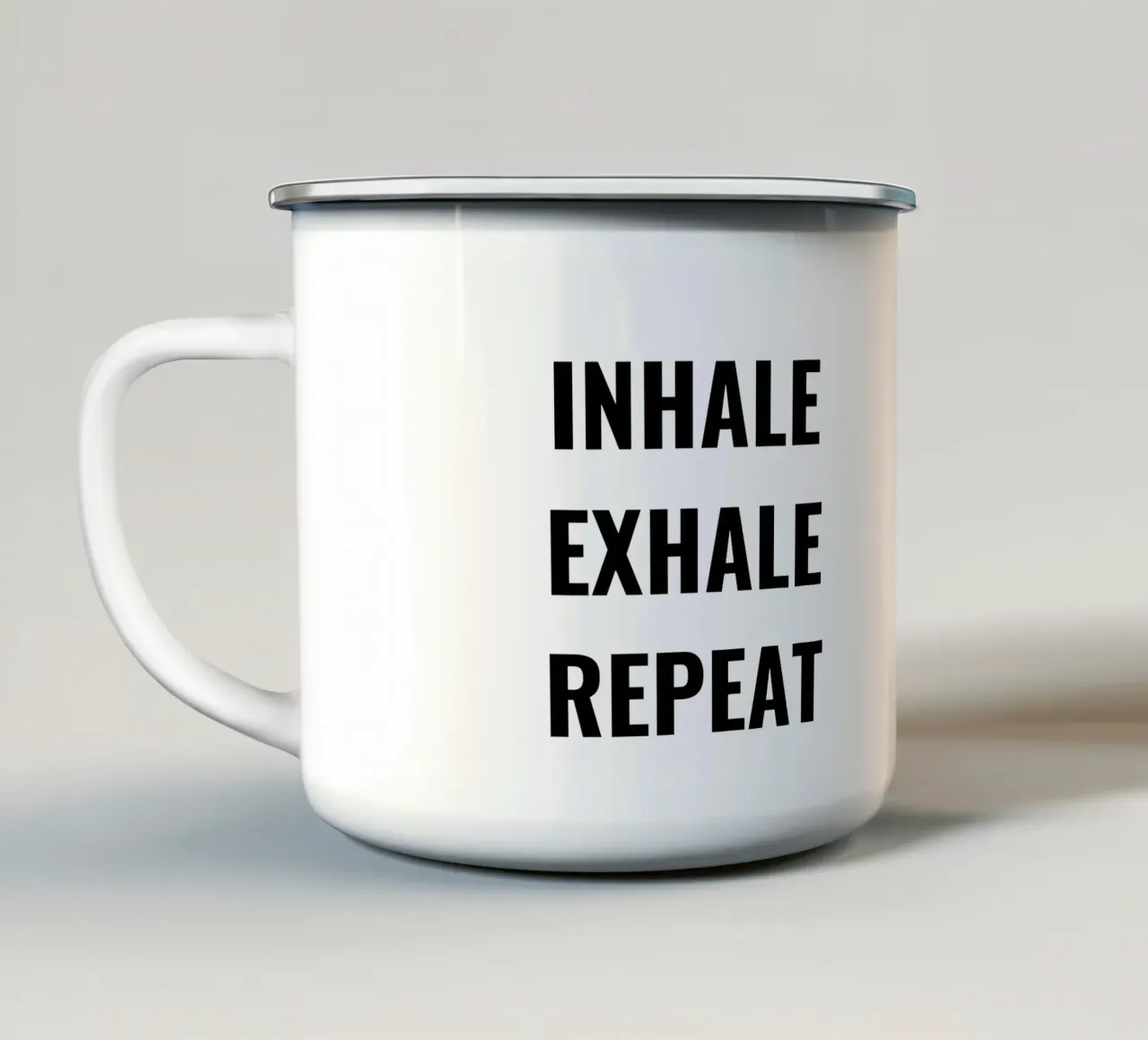 Inspirare Espirare Ripetere. relax tazza in smalto da RB-Quotes