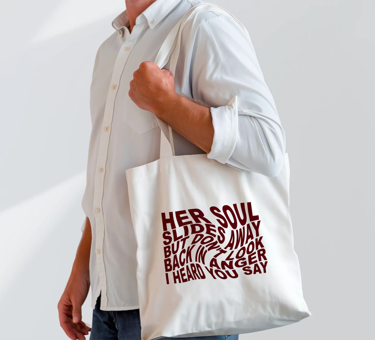 Non guardate indietro con rabbia borsa in juta da Gunawan Rb