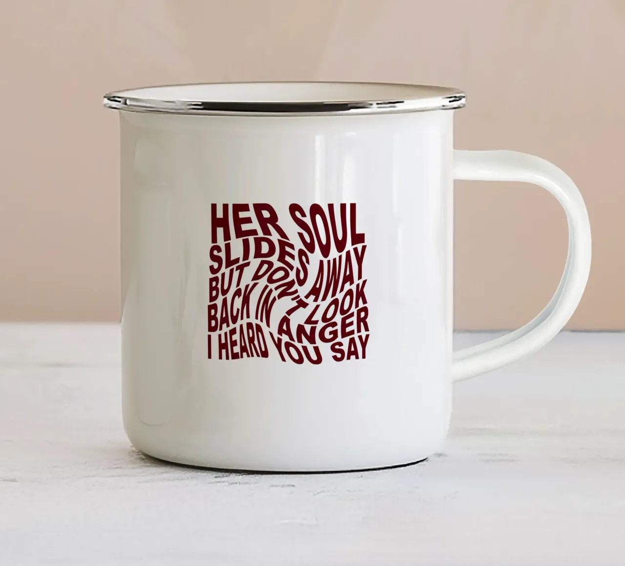 No mires atrás con ira taza de esmalte de Gunawan Rb