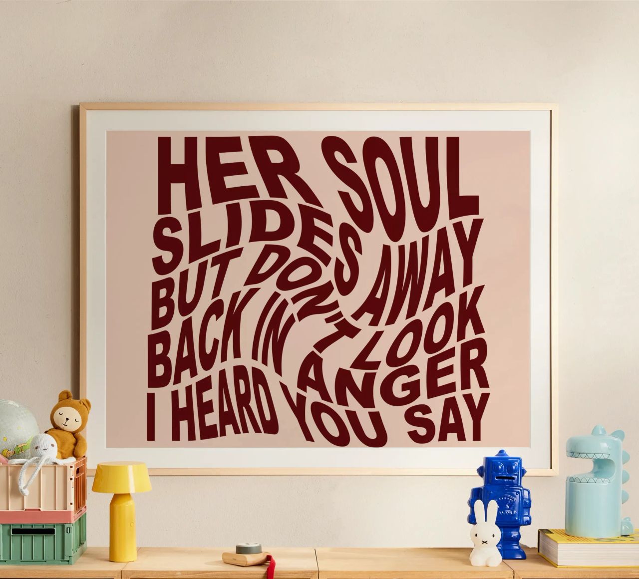 Non guardate indietro con rabbia poster con telaio in legno da Gunawan Rb