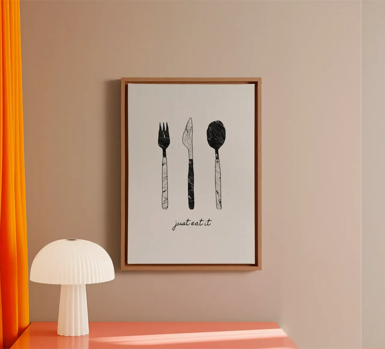 Essen Sie es einfach Leinwand mit Schattenfugenrahmen von Orara Studio