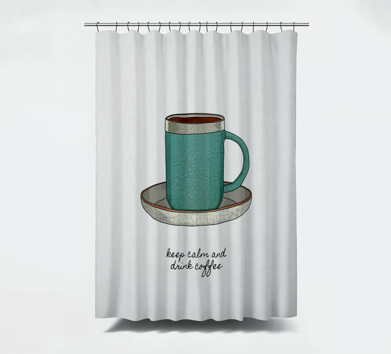 Mantenere la calma e bere caffè tenda da doccia da Orara Studio