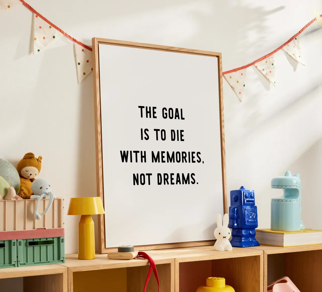 The goal is to die with memories, not dreams, motivation plexiglass da RB-Quotes
