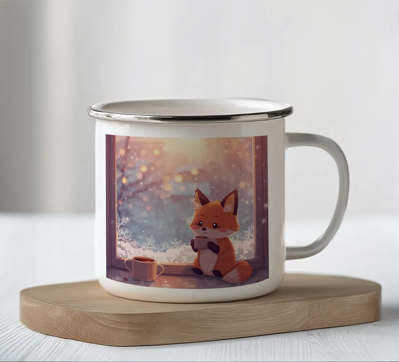 Cacao caldo e sogni d'inverno tazza in smalto da Voxy's Adventures