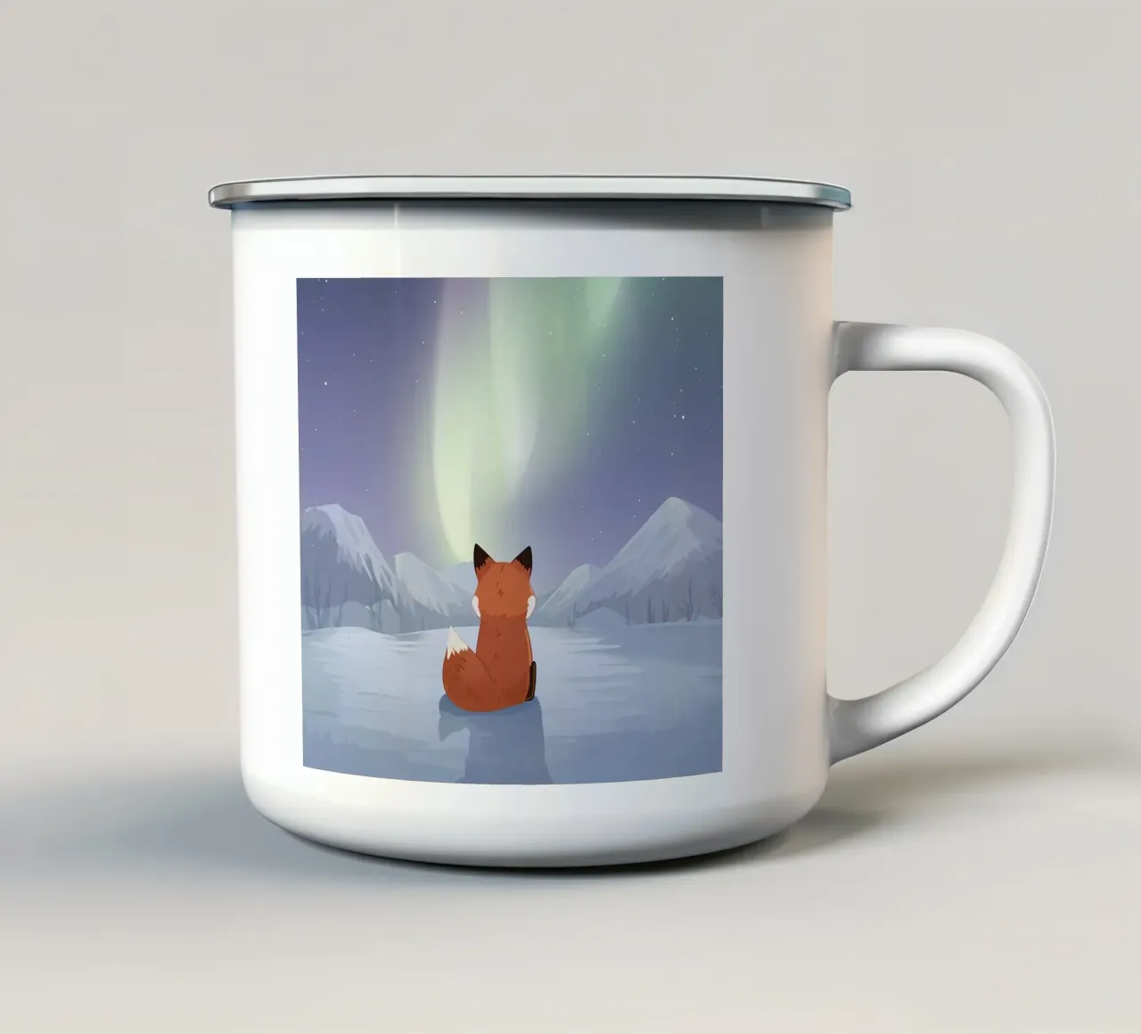 Voxy sotto l'aurora boreale tazza in smalto da Voxy's Adventures