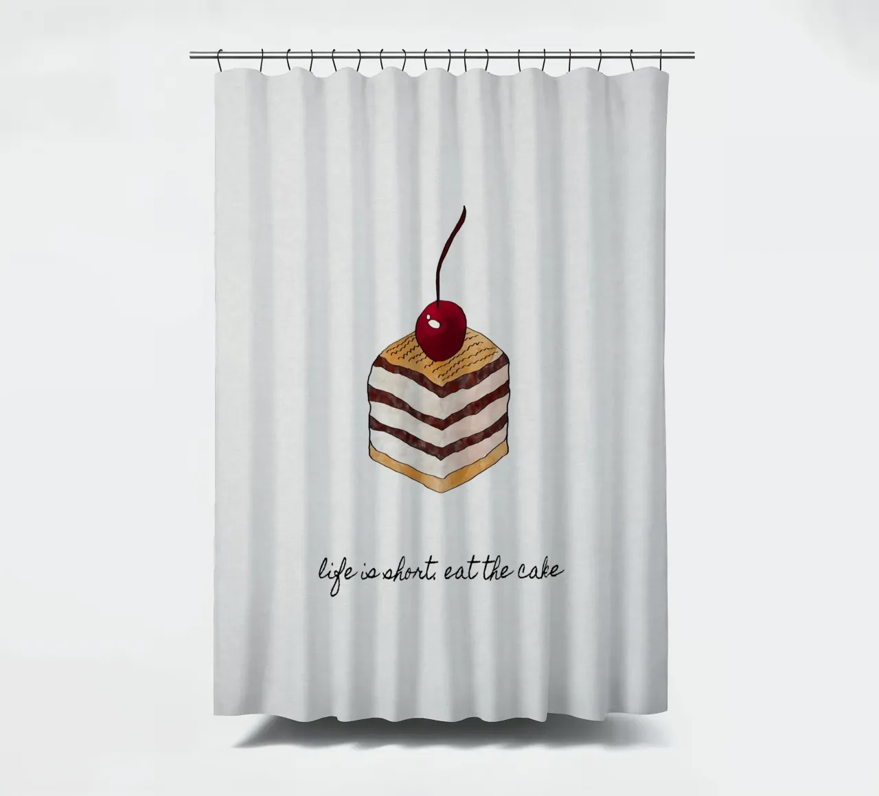 Das Leben ist kurz, iss den Kuchen Duschvorhang von Orara Studio