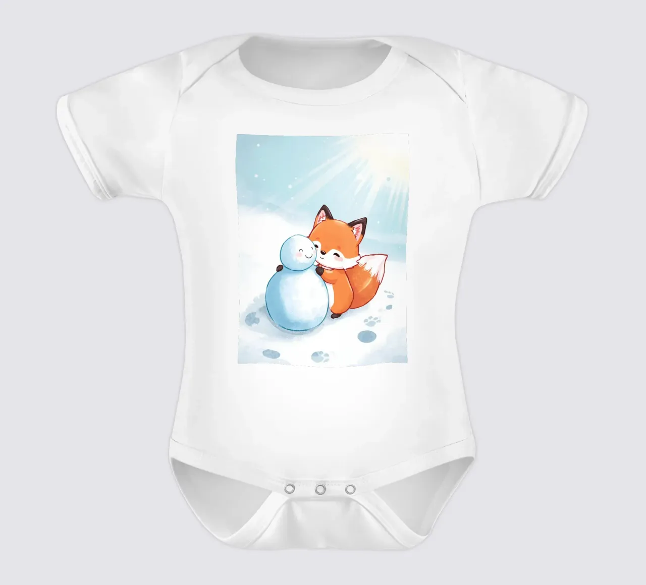 Abbracci caldi nella neve body neonato maniche corte da Voxy's Adventures