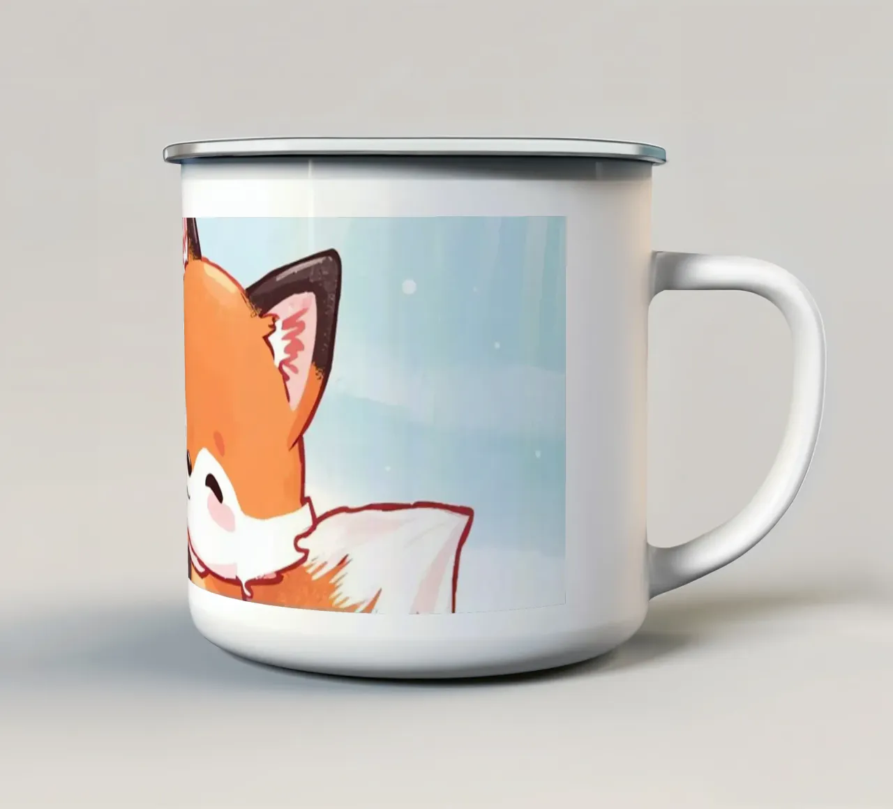 Abbracci caldi nella neve tazza in smalto da Voxy's Adventures