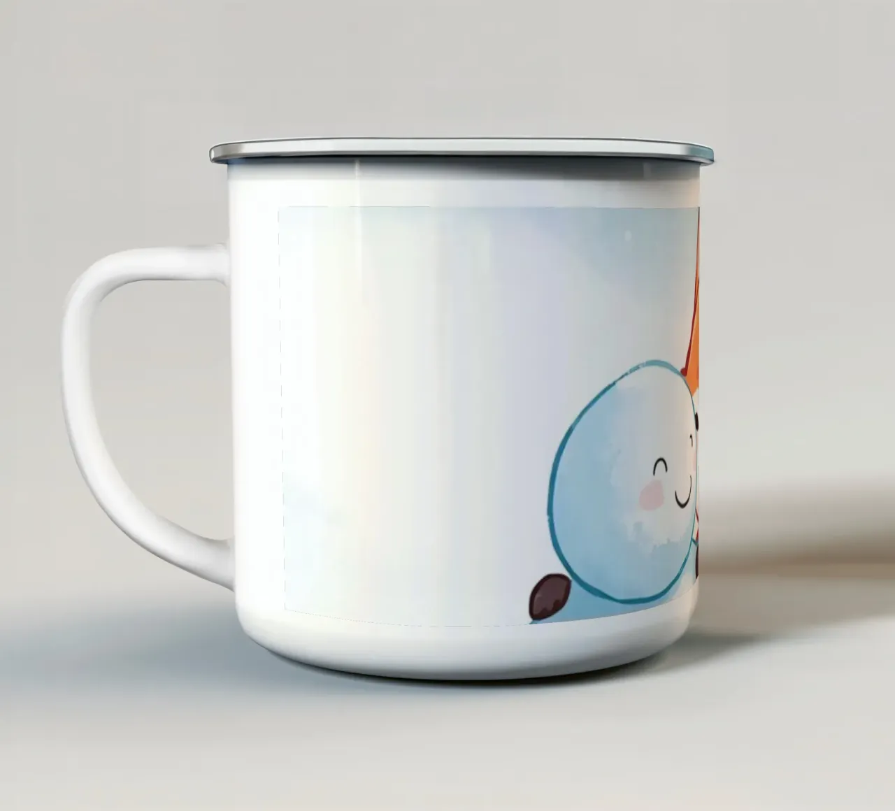 Abbracci caldi nella neve tazza in smalto da Voxy's Adventures