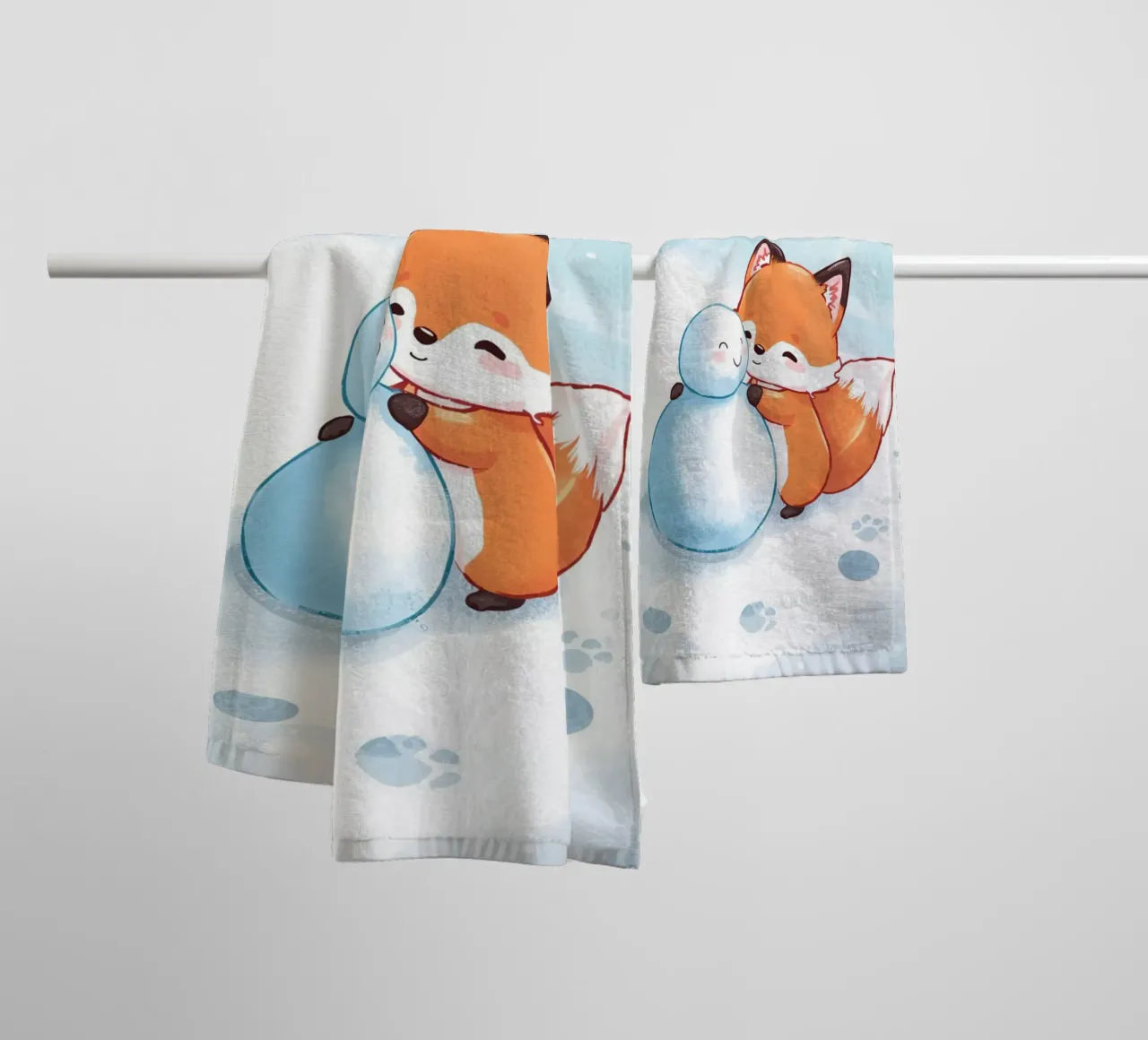 Abbracci caldi nella neve asciugamano da bagno da Voxy's Adventures