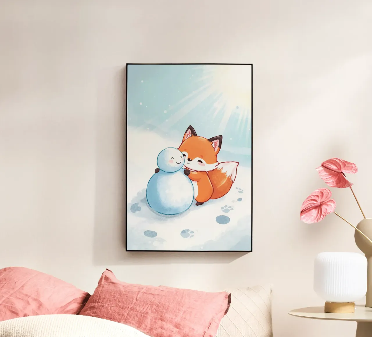 Warm Hugs in the Snow acrylic glass by Voxy's Adventures