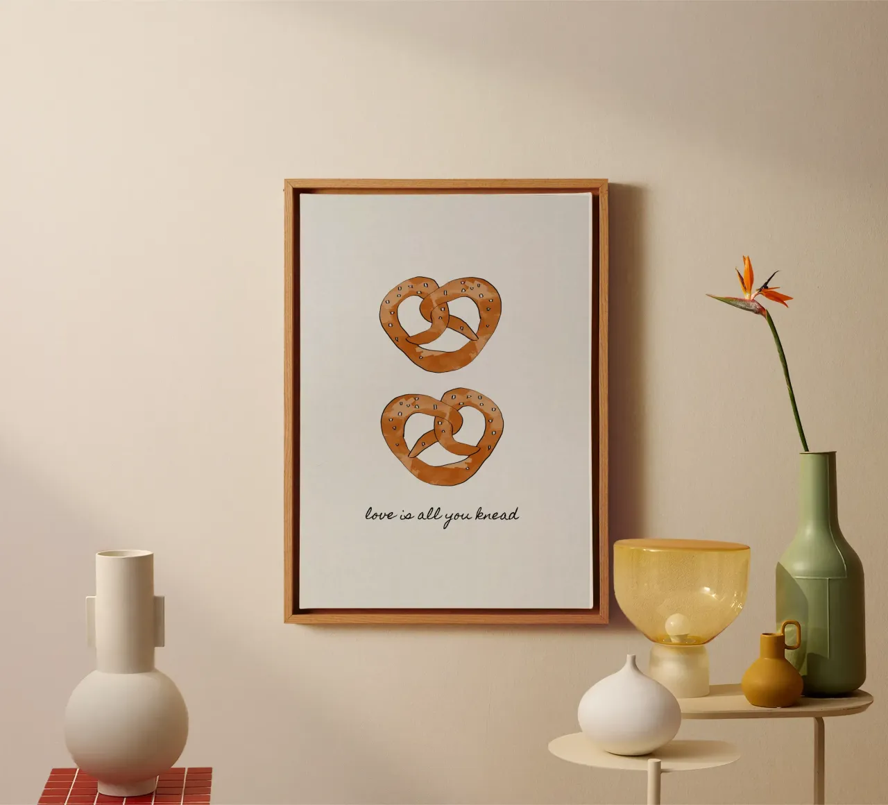 Liefde is alles wat je kneedt canvas met Baklijst van Orara Studio