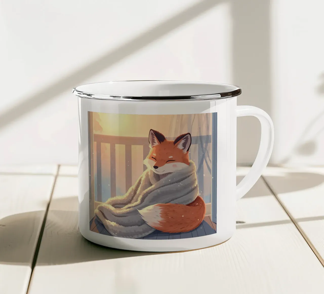 Mattina fresca e accogliente tazza in smalto da Voxy's Adventures