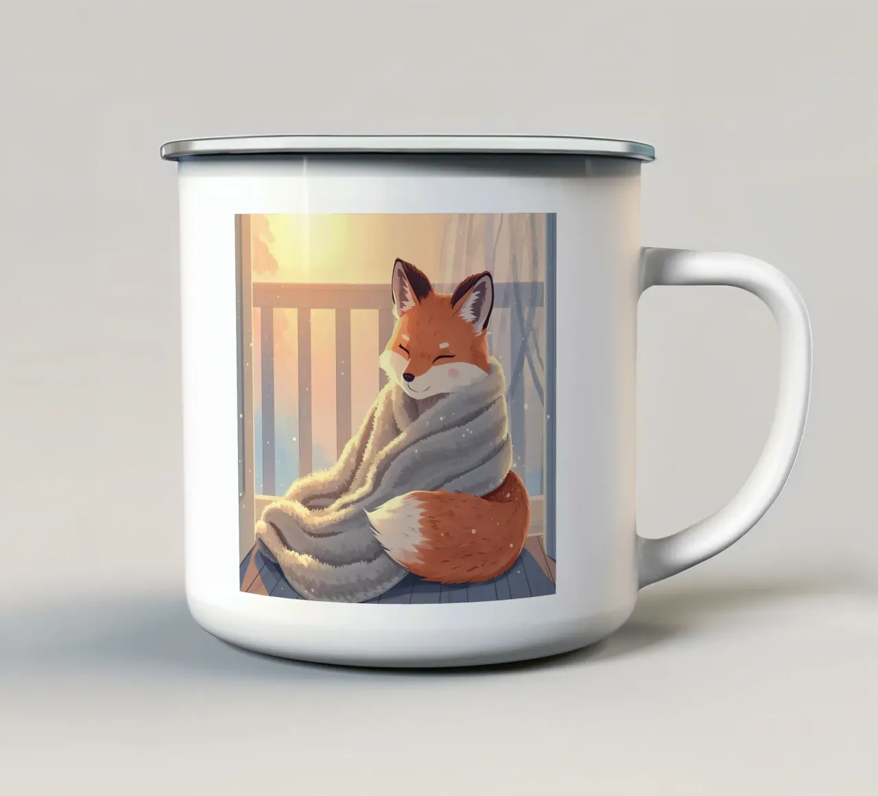 Mattina fresca e accogliente tazza in smalto da Voxy's Adventures