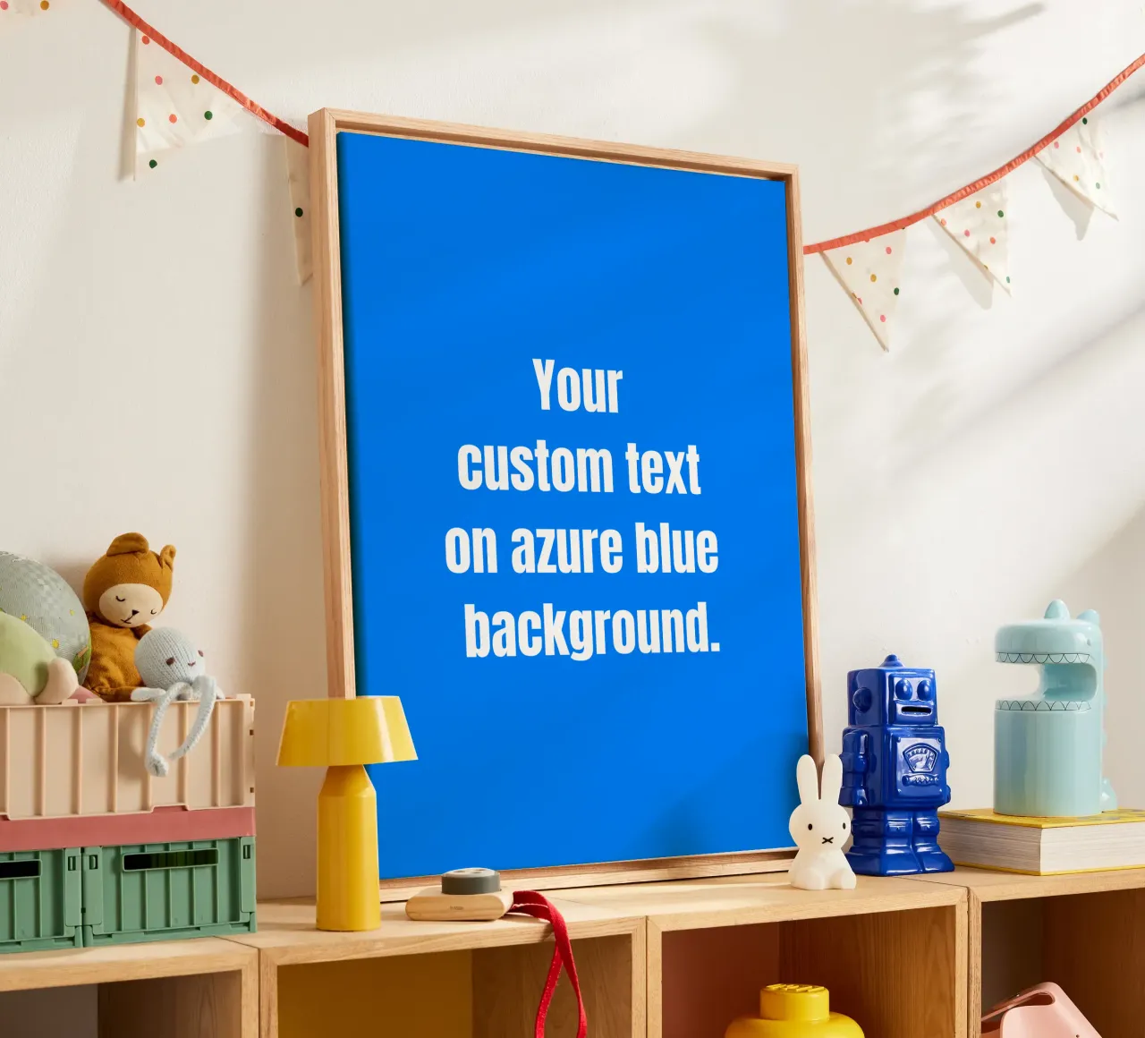 Custom text on azure blue background canvas van RB-Quotes