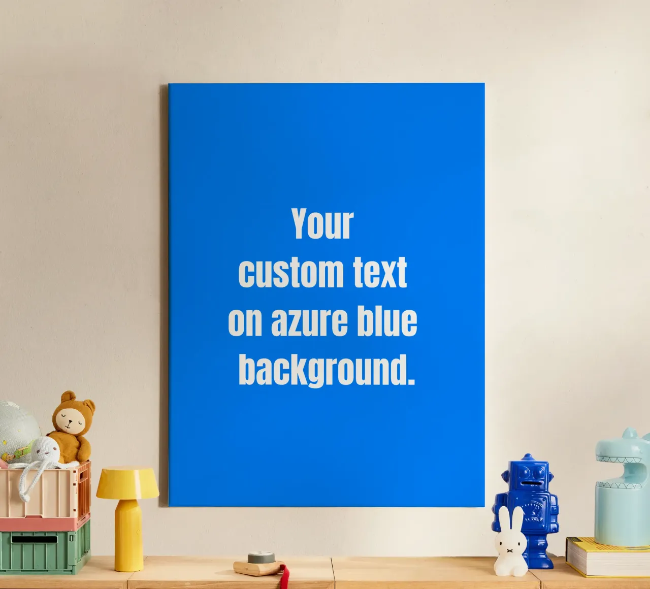 Custom text on azure blue background canvas van RB-Quotes